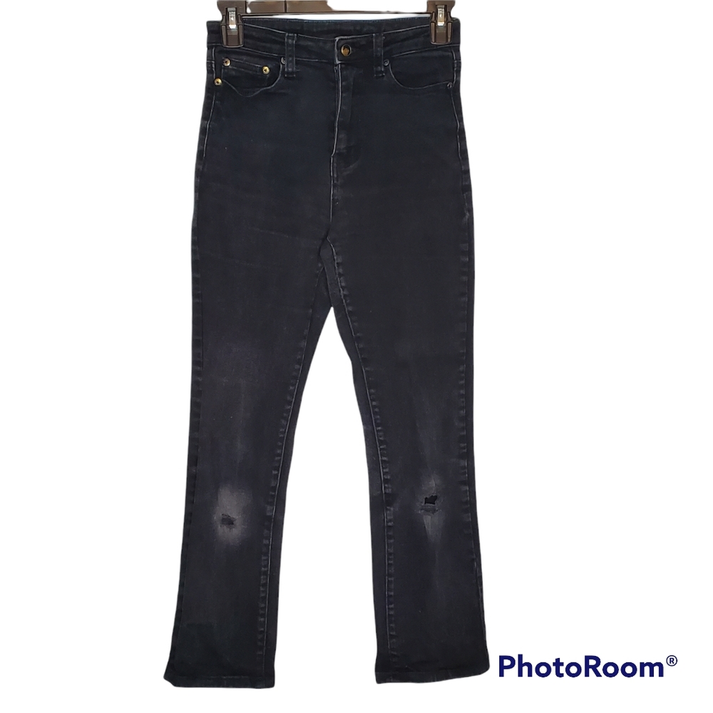 Lazy‎ Oaf high waisted distressed black straight leg mom jean size 24